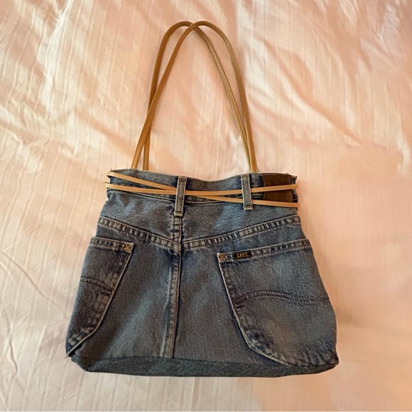 y2k made in italy lee jeans denim flower purse - Picture 5 of 8